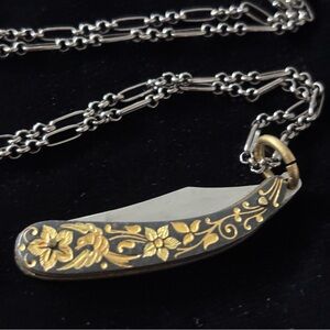 Antique Toledo Gold Knife Necklace Demascene Inlay Pendant (Rare & Beautiful)